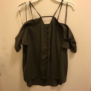 Off the shoulder olive shirt